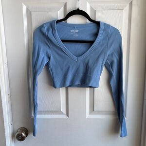 Garage Women's Light Blue Ribbed Crop Top